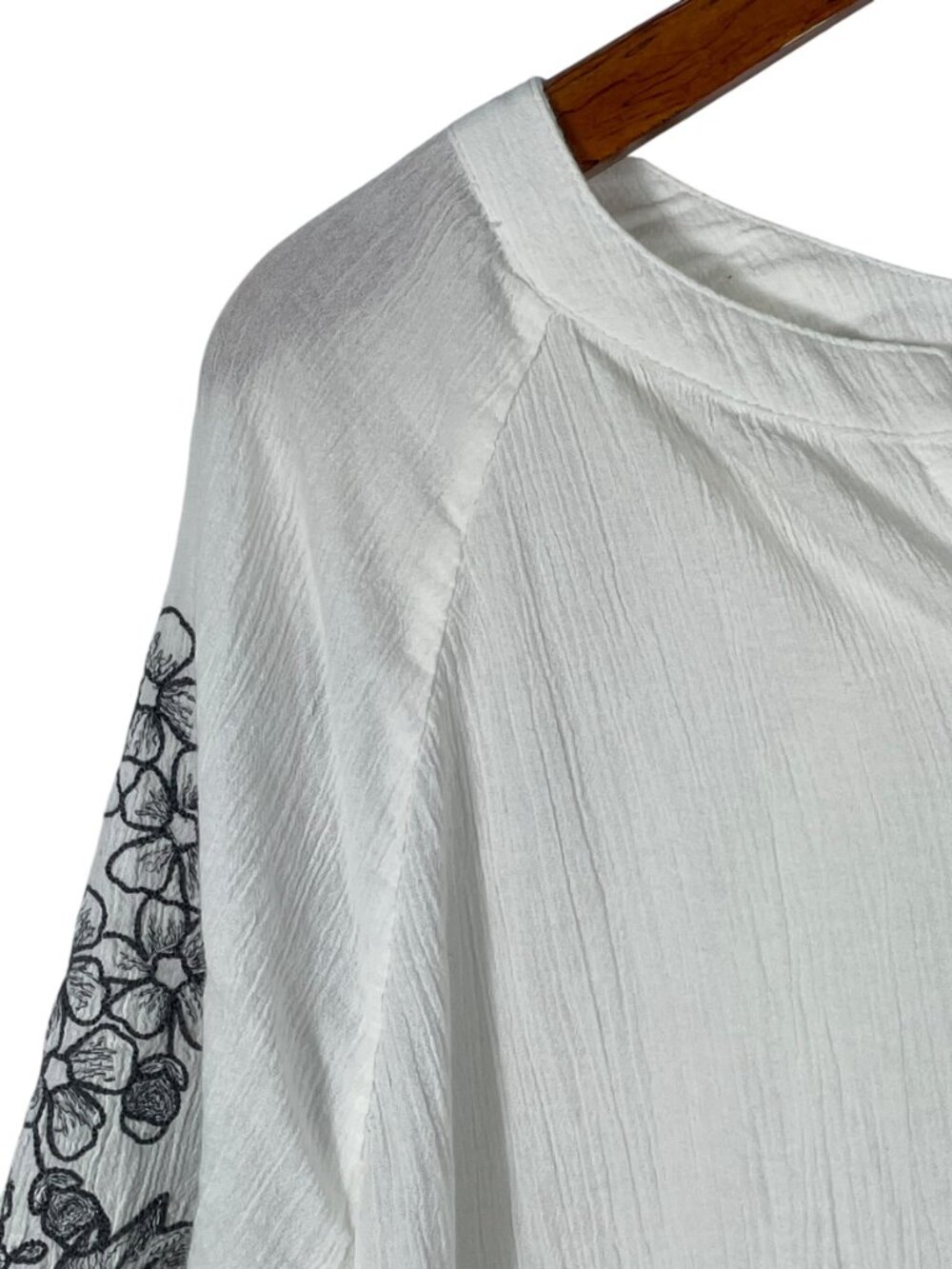 Pure Jill White Embroidered Cotton Gauze Boho Tunic Top L NWOT - Picture 5 of 11